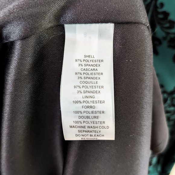 Vince Camuto Green and Black Velvet-flocked Damask Pattern Dress, Size 12 - Picture 6 of 6